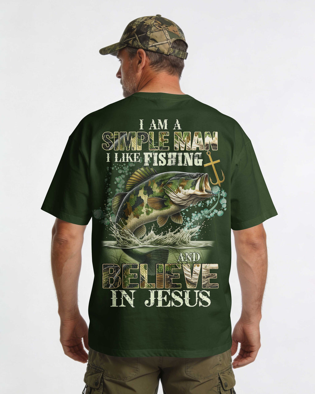 I Am A Simple Man I Like Fishing And Believe In Jesus T-Shirt