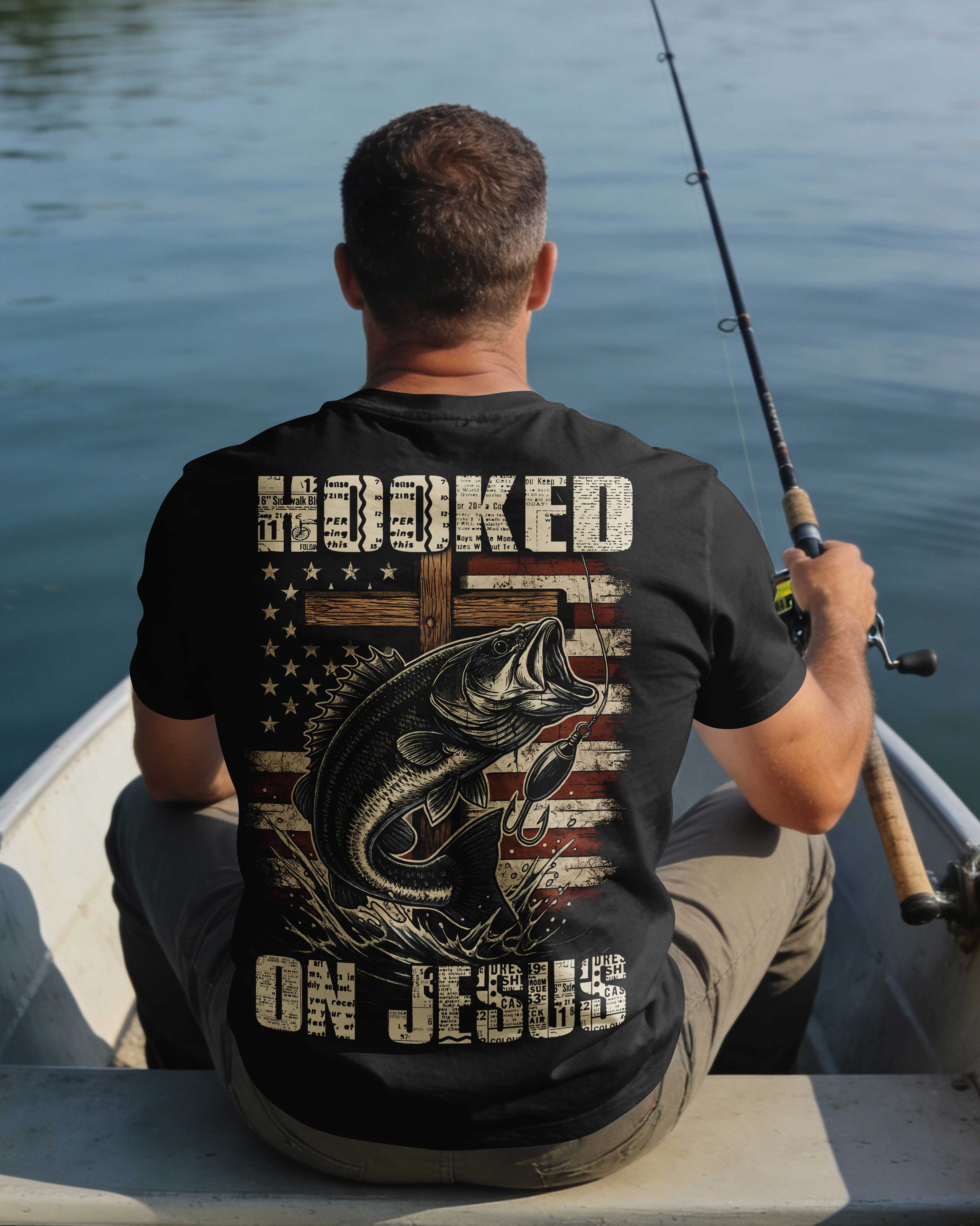 Hooked On Jesus All Over Print T-Shirt