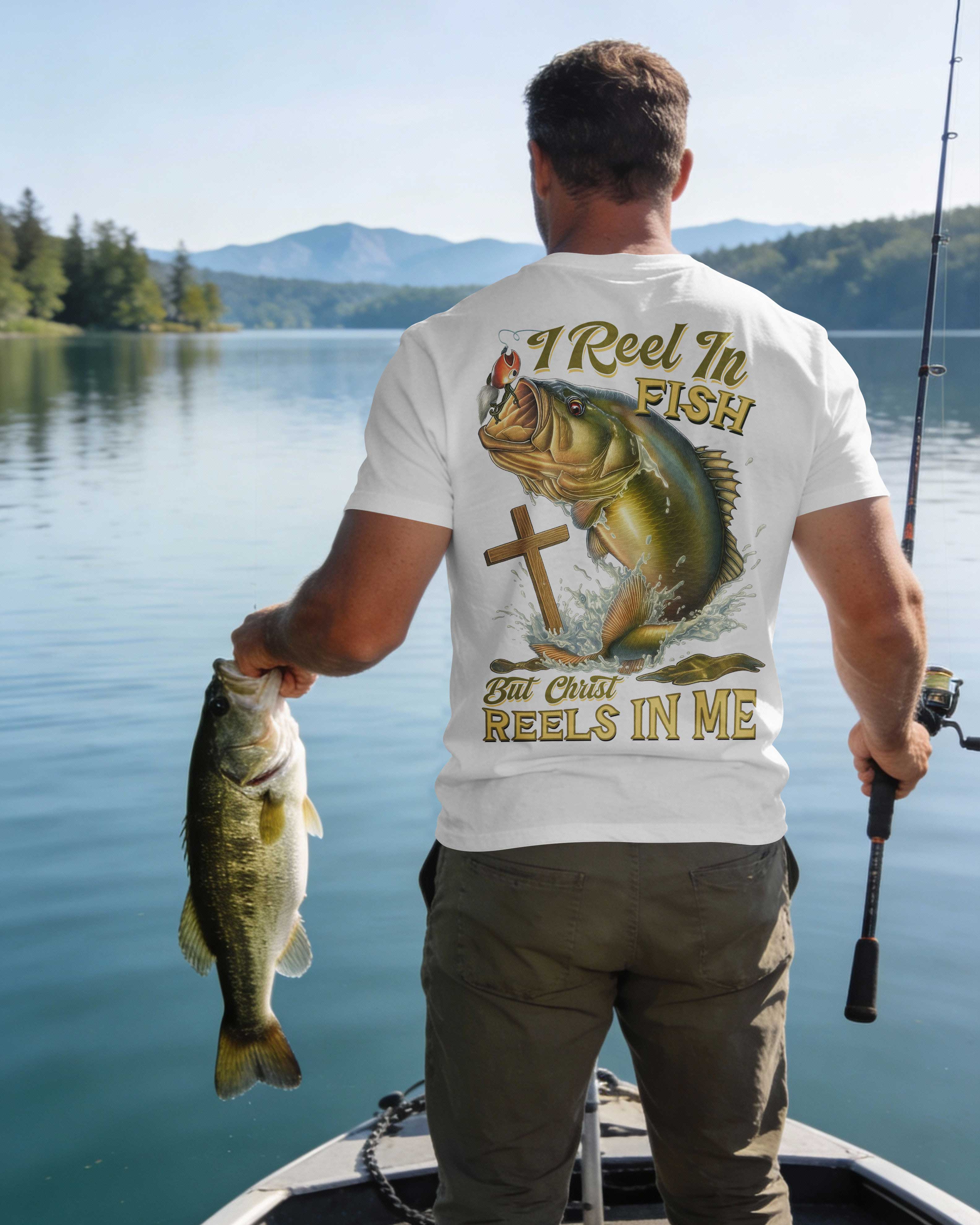 I Reel In Fish But Christ Reels In Me All Over Print T-Shirt
