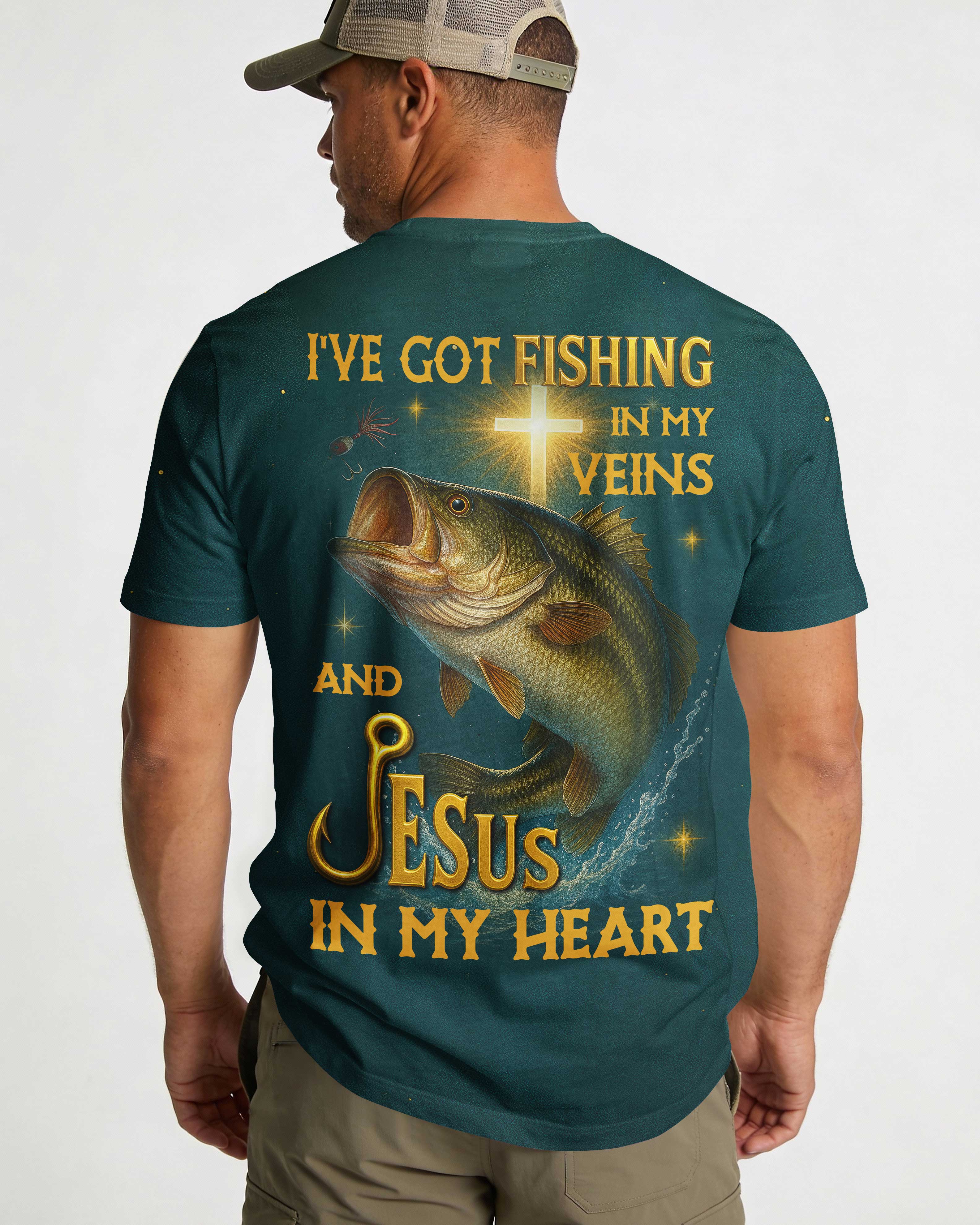 I've Got Fishing In My Veins And Jesus In My Heart All Over Print T-Shirt