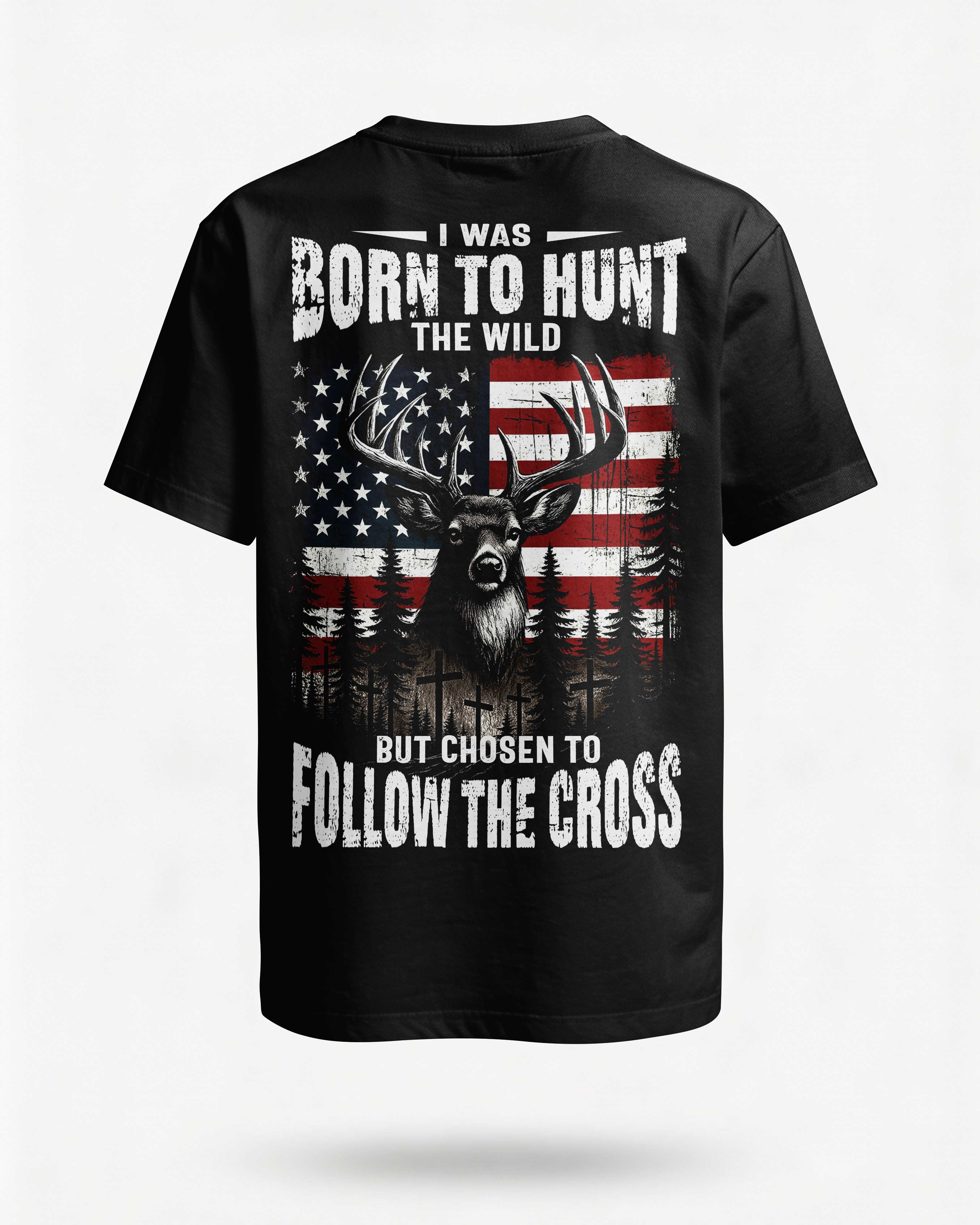 I Was Born To Hunt The Wild But Chosen To Follow The Cross Custom Name Custom Name T-Shirt Main image