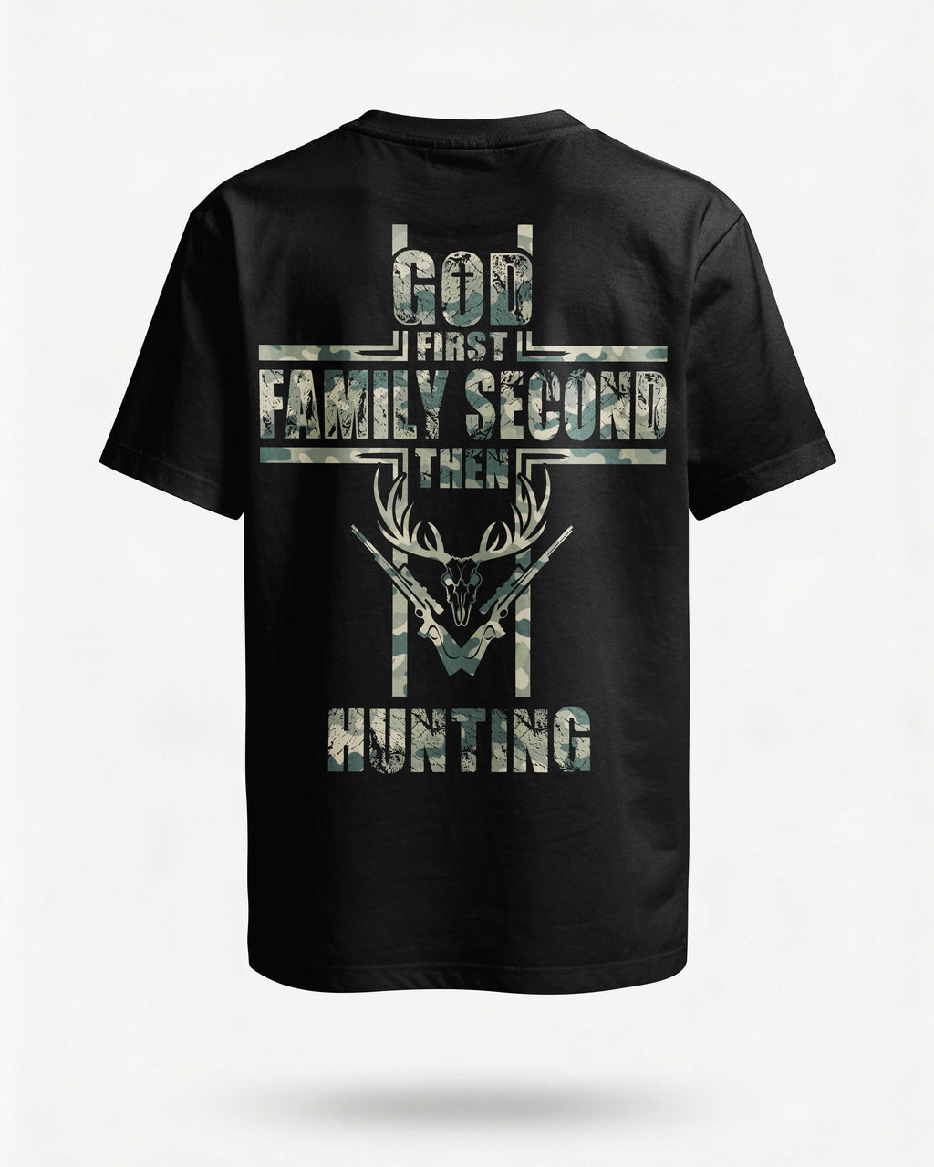 God First Family Second Then Hunting All Over Print T-Shirt
