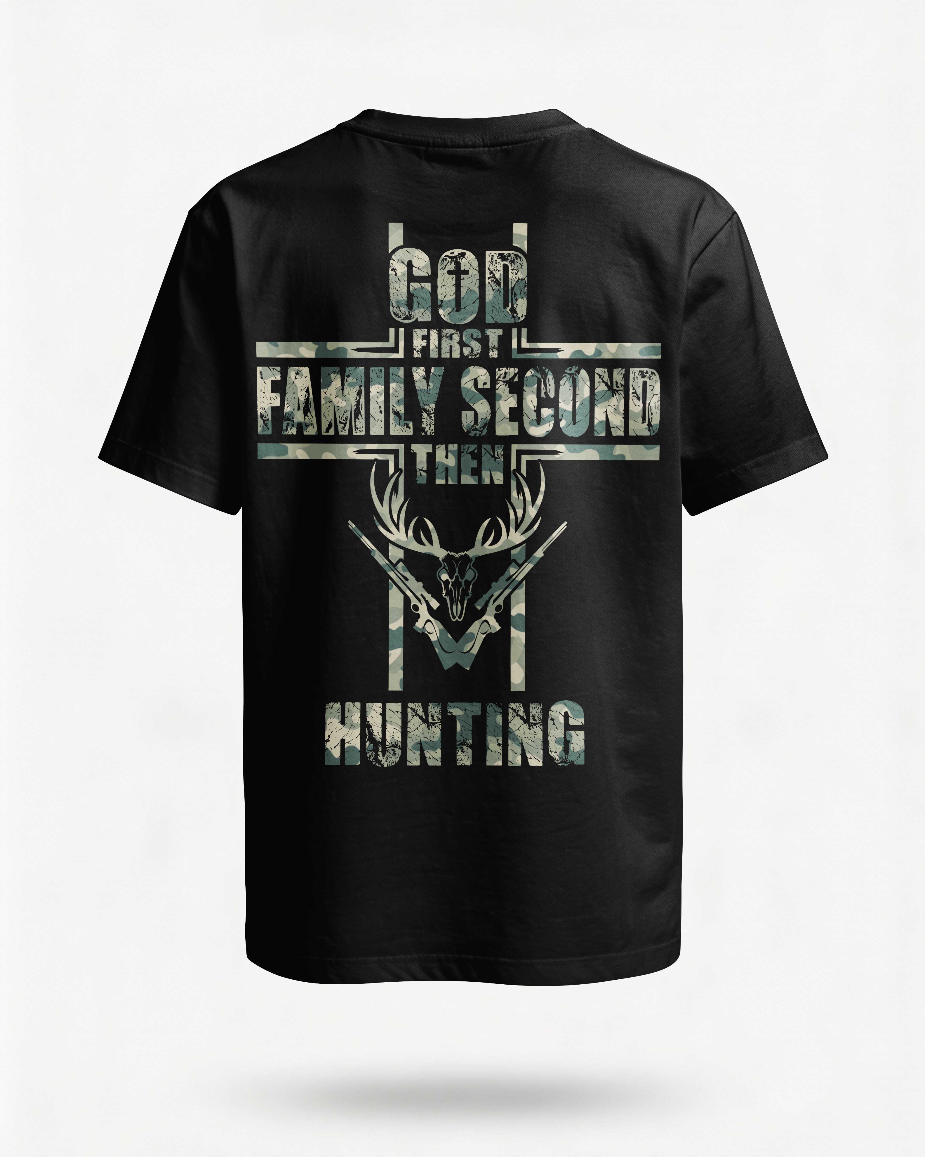 God First Family Second Then Hunting All Over Print T-Shirt