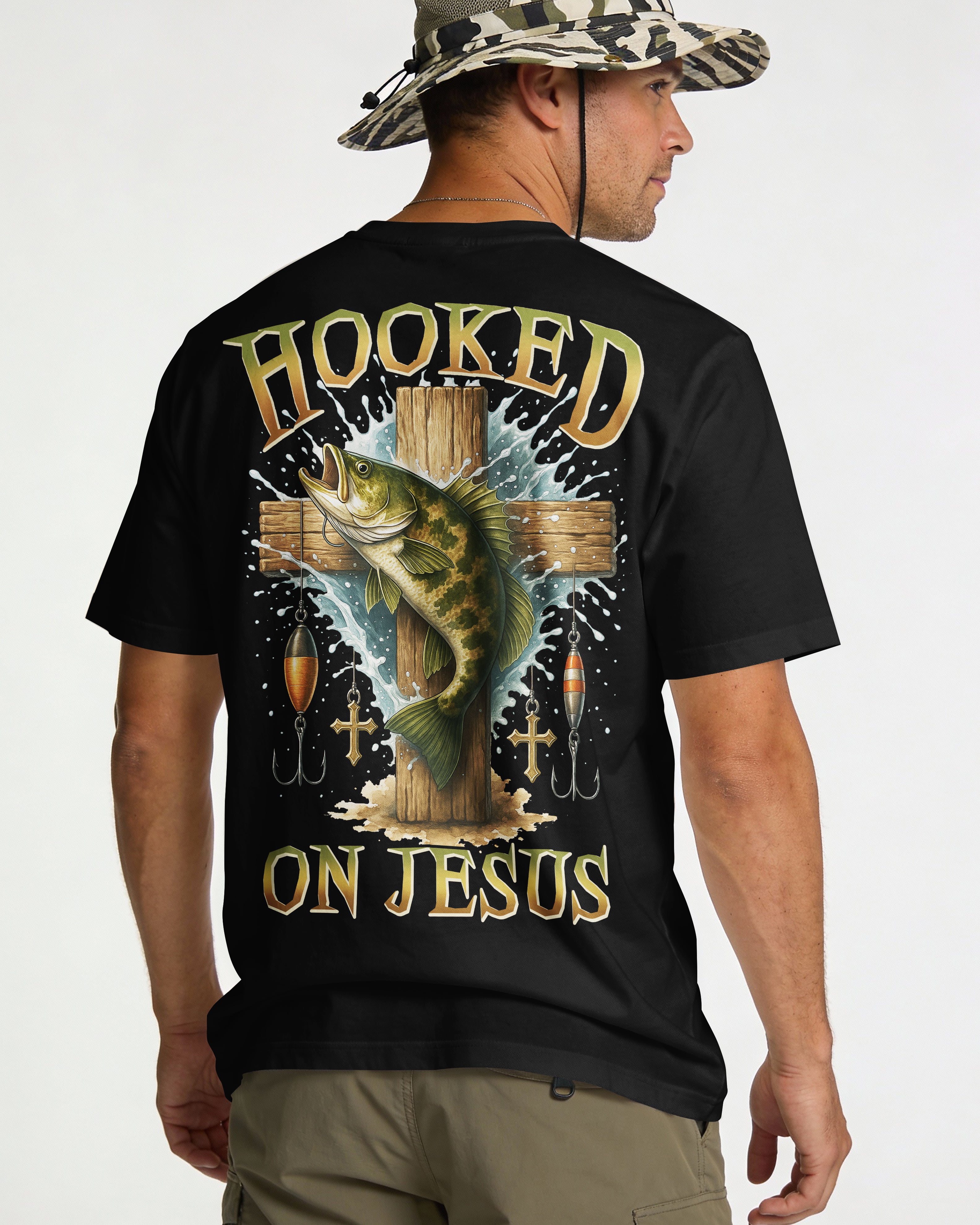Hooked On Jesus All Over Print T-Shirt