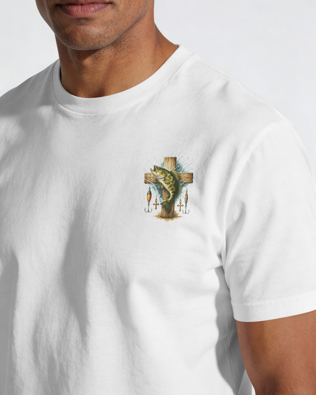 Hooked On Jesus All Over Print T-Shirt