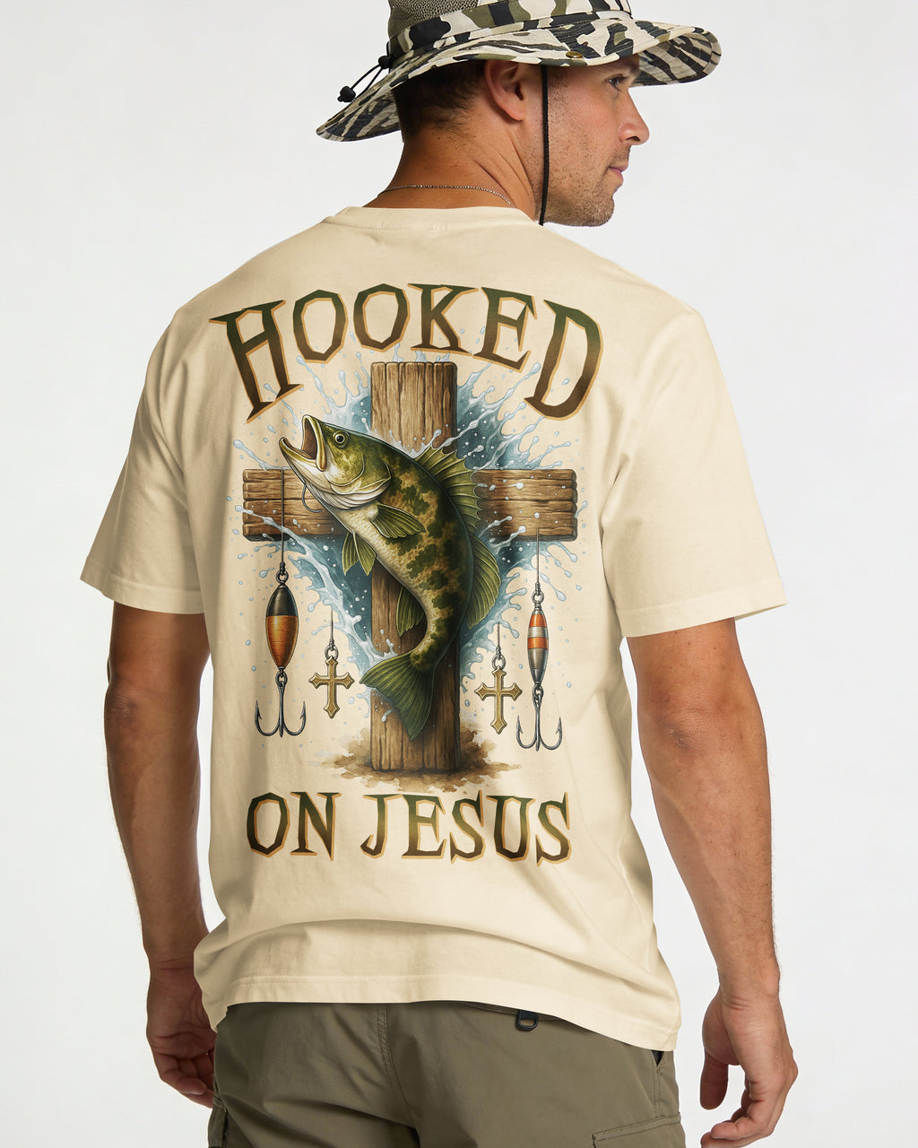 Hooked On Jesus All Over Print T-Shirt