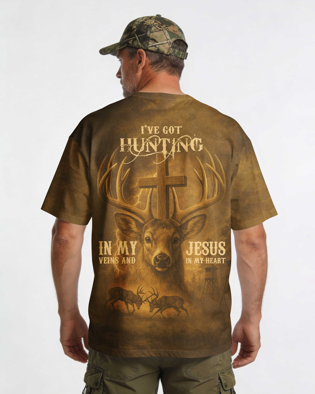 I've Got Hunting In My Veins And Jesus In My Heart All Over Print T-Shirt