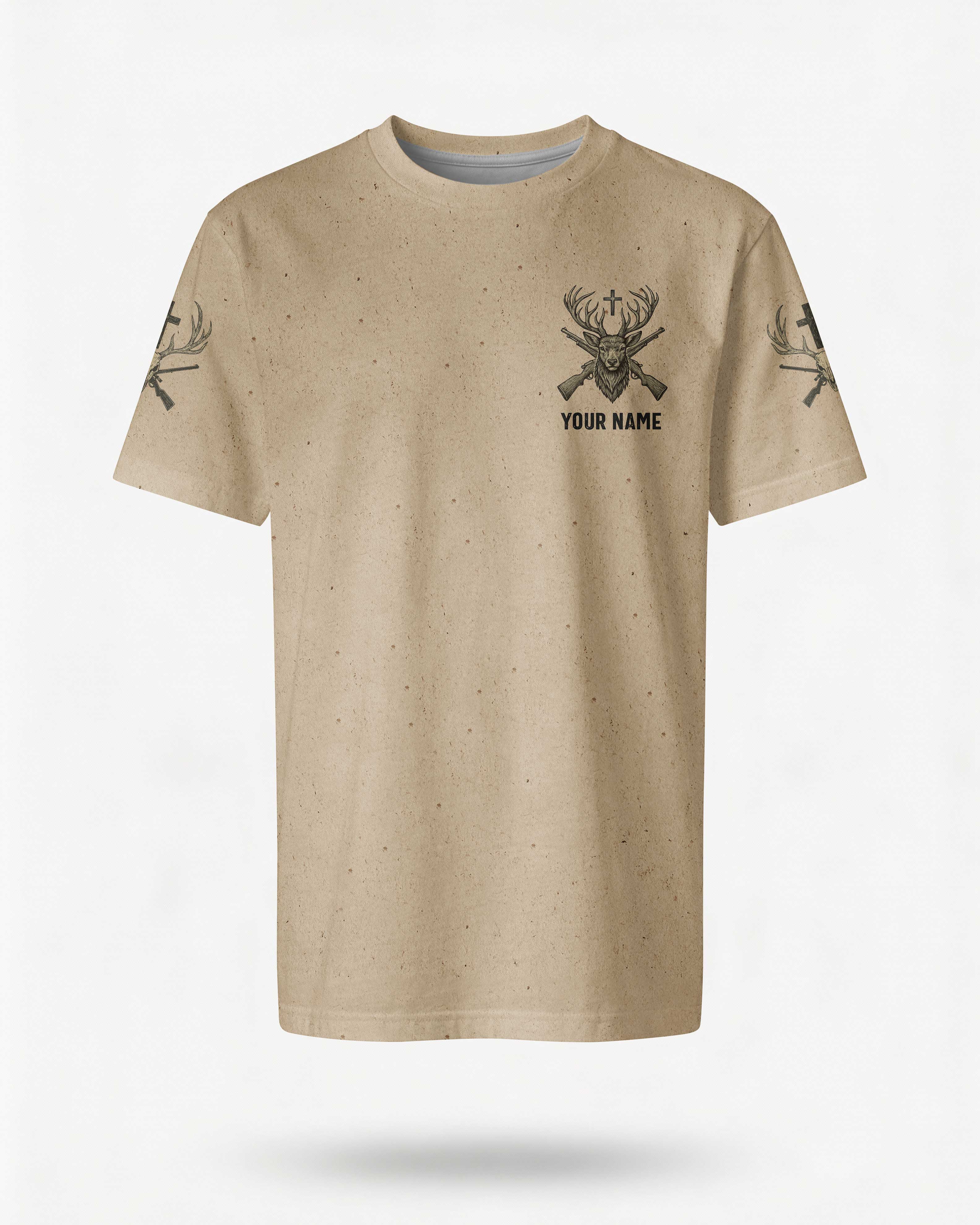 Born To Hunt Guided By Faith Saved By Grace Custom Name T-Shirt