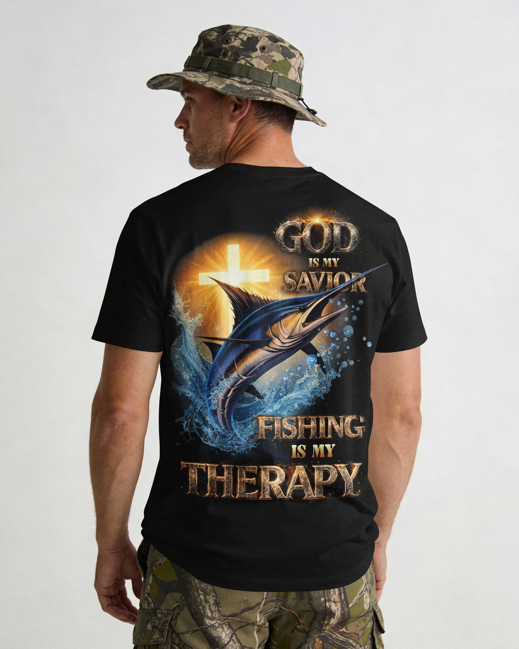 God Is My Savior Fishing Is My Therapy T-Shirt