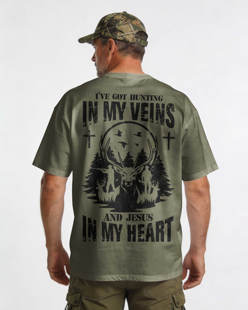 I've Got Hunting In My Veins And Jesus In My Heart Custom Name T-Shirt