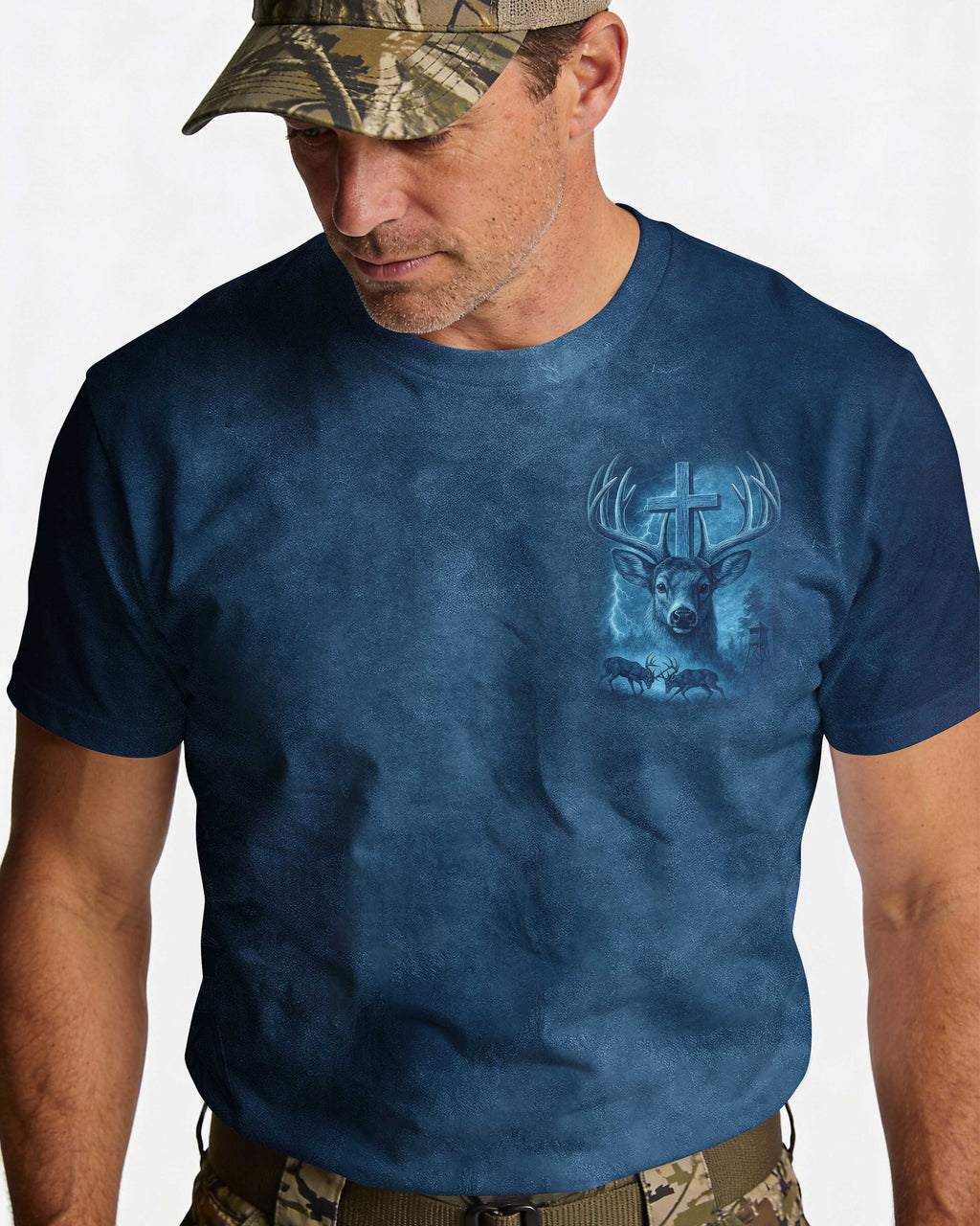 I've Got Hunting In My Veins And Jesus In My Heart Blue Shirt