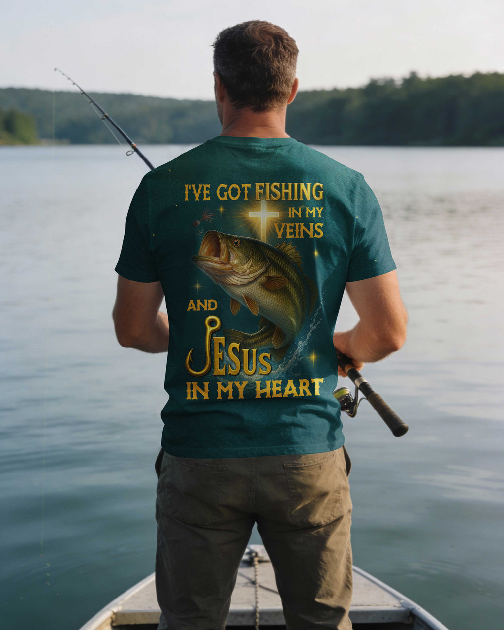 I've Got Fishing In My Veins And Jesus In My Heart All Over Print T-Shirt