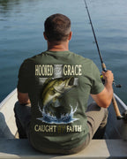Hooked By Grace Caught By Faith All Over Print T-Shirt