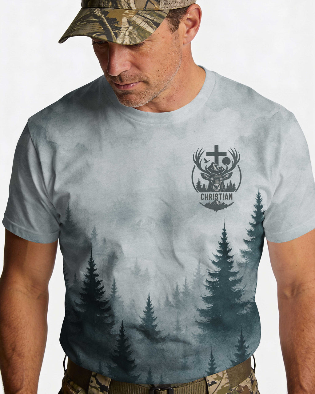 In the Woods I Hunt In the Cross I Trust Custom Name Custom Name T-Shirt