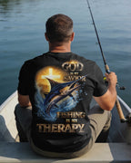 God Is My Savior Fishing Is My Therapy T-Shirt