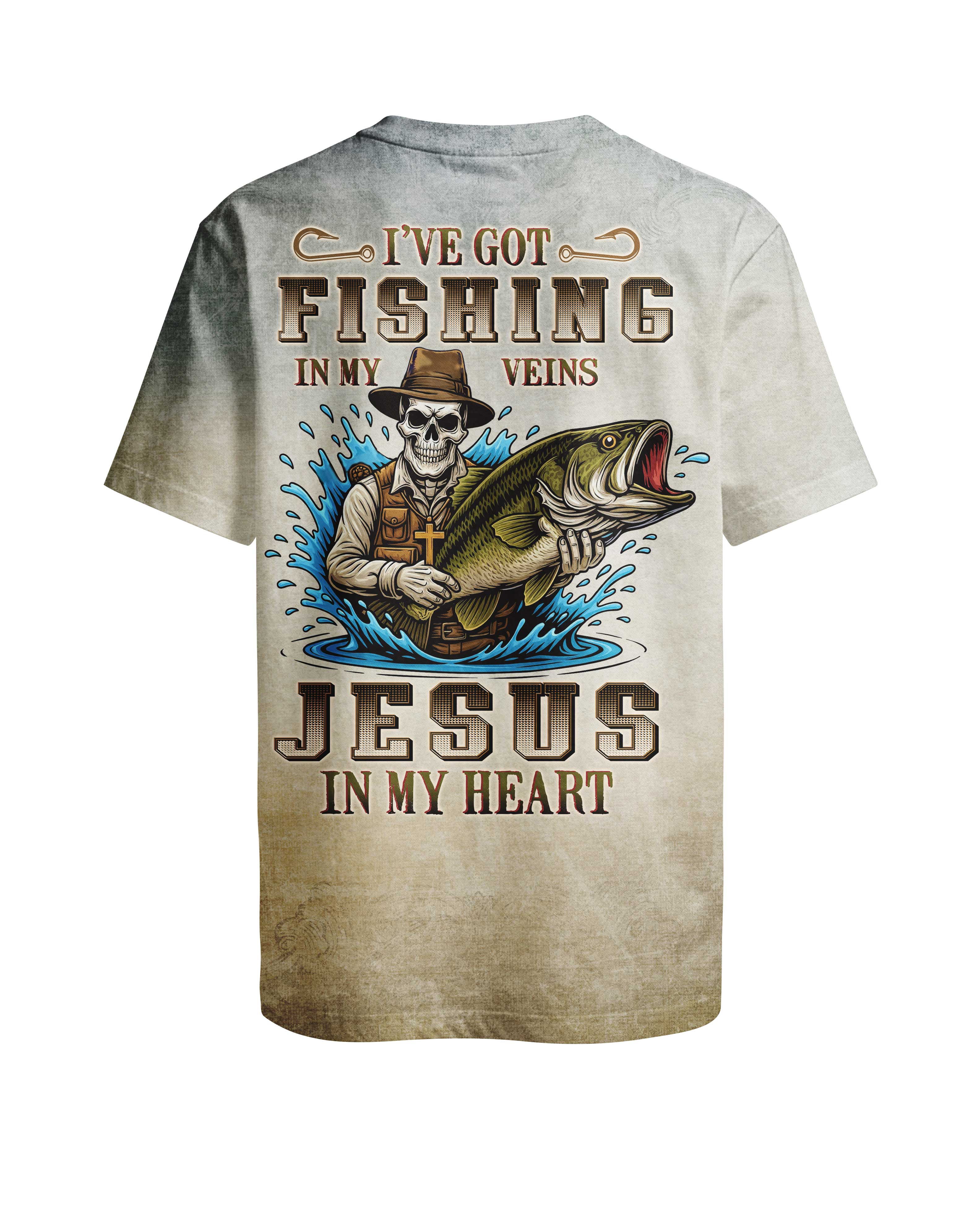 I've Got Fishing In My Veins Jesus In My Heart All Over Print T-Shirt Main image