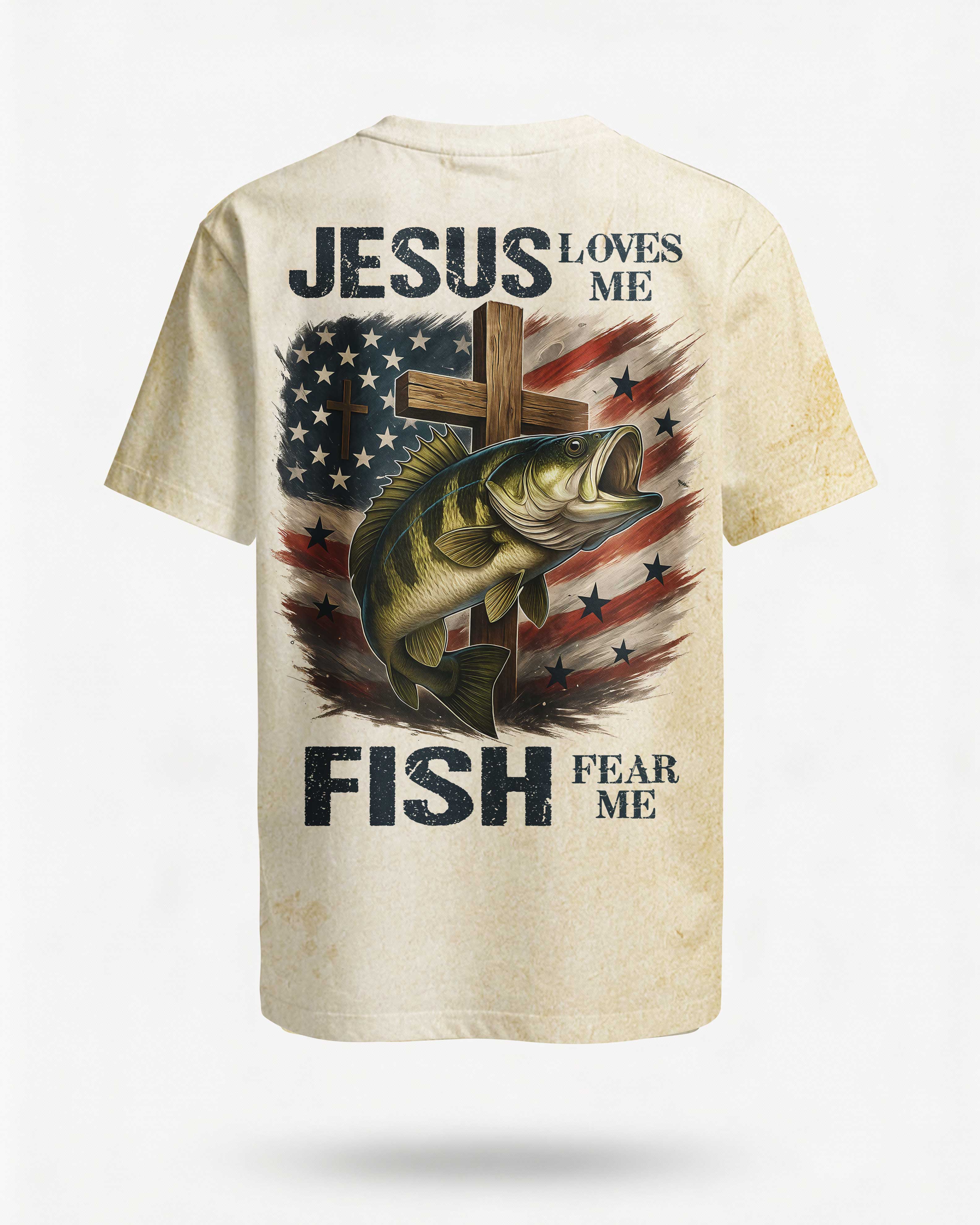Jesus Loves Me Fish Fear Me T-Shirt Main image