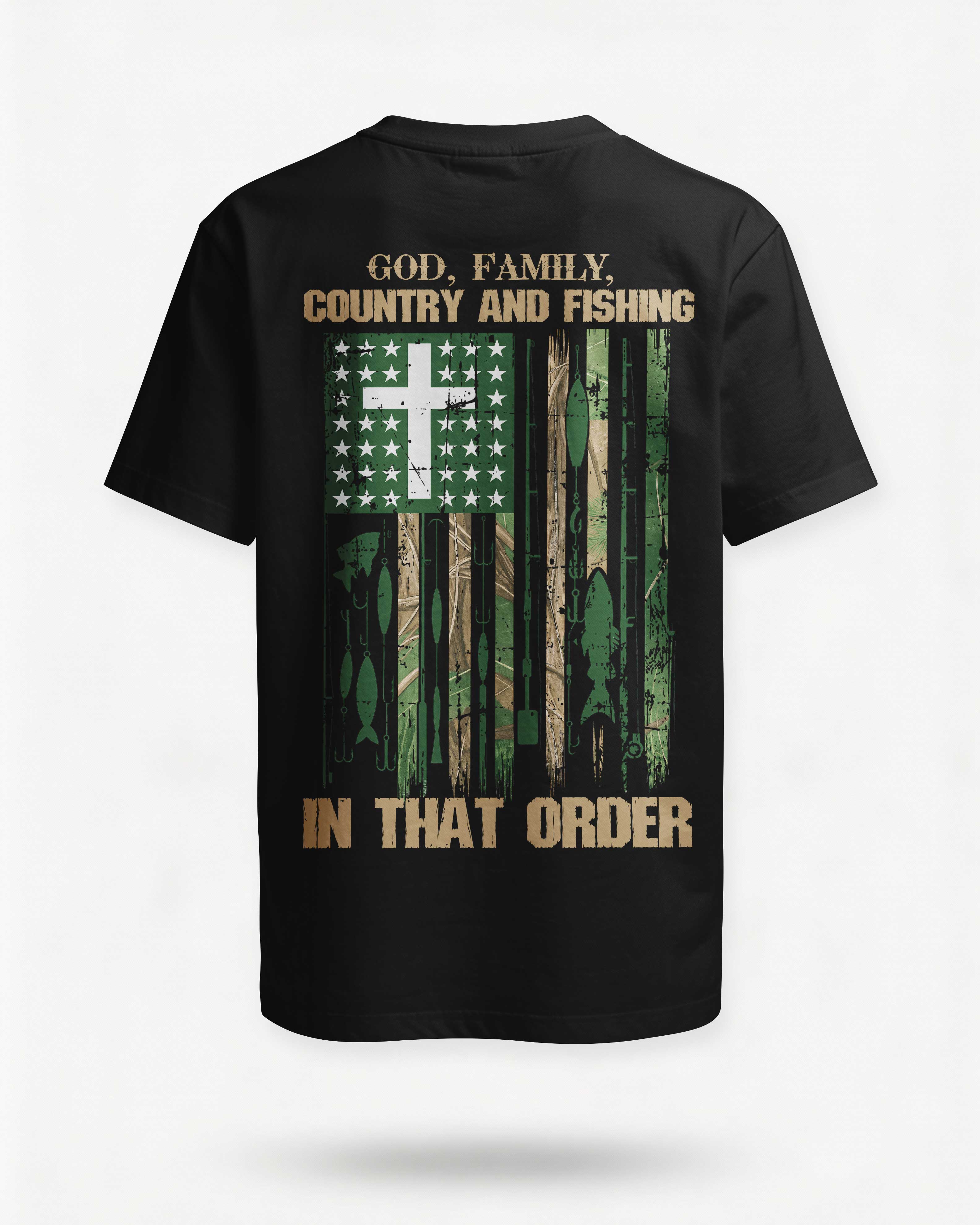 God Family Country And Fishing In That Order Custom Name Custom Name T-Shirt