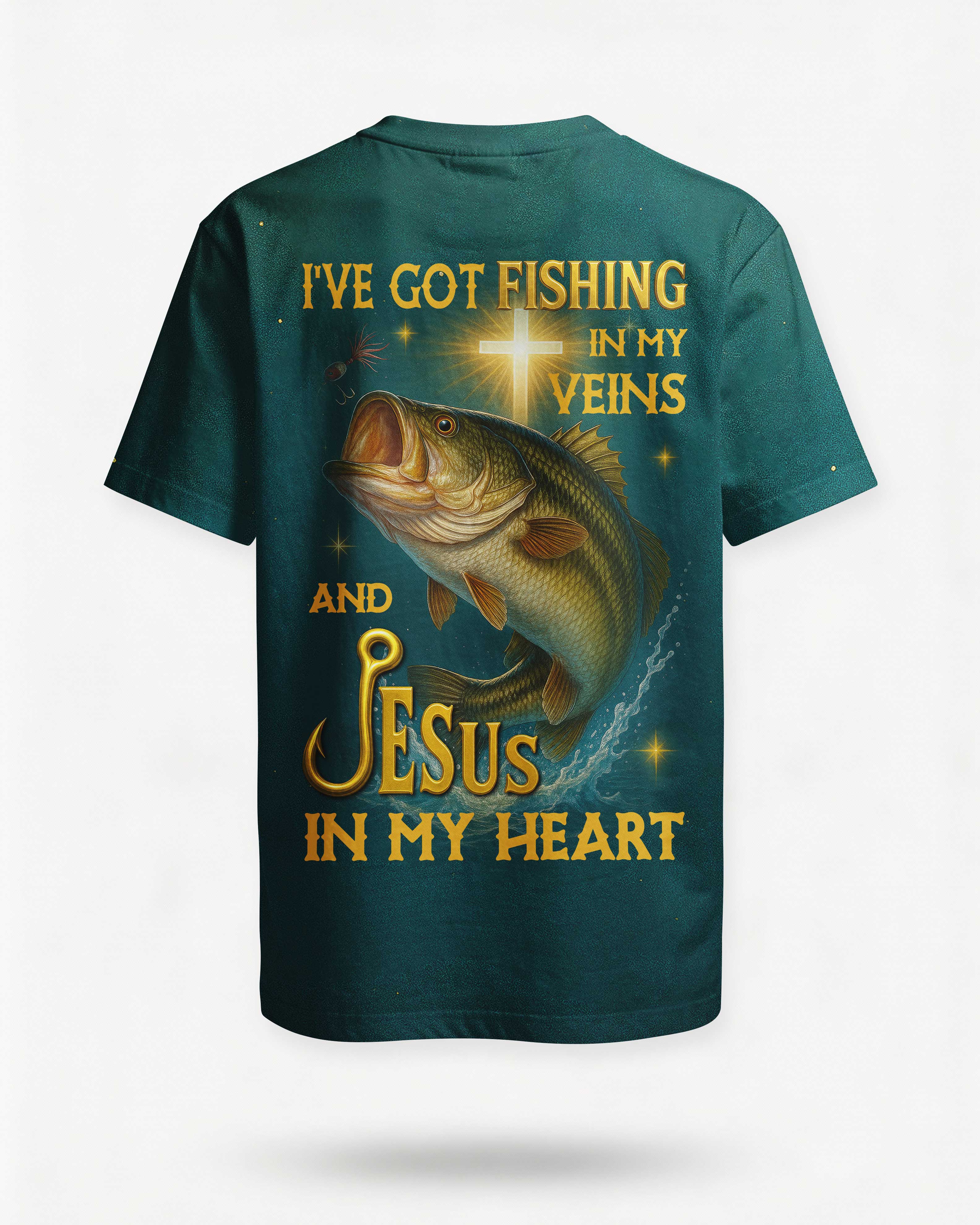I've Got Fishing In My Veins And Jesus In My Heart All Over Print T-Shirt Main image