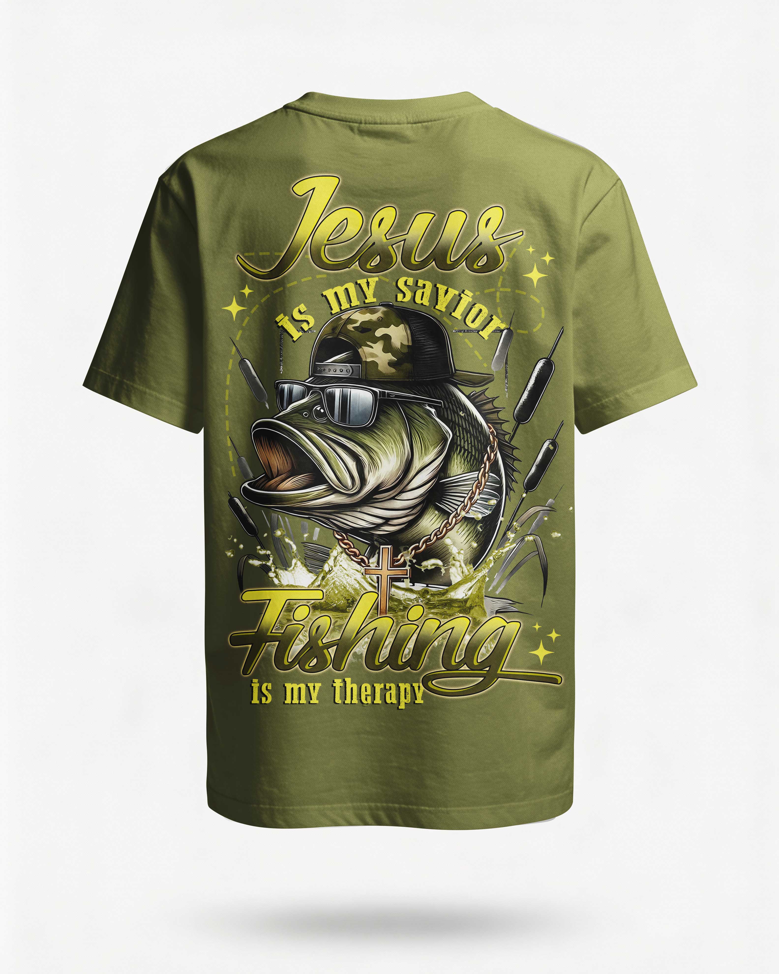 Jesus Is My Savior Fishing Is My Therapy Shirt Main image