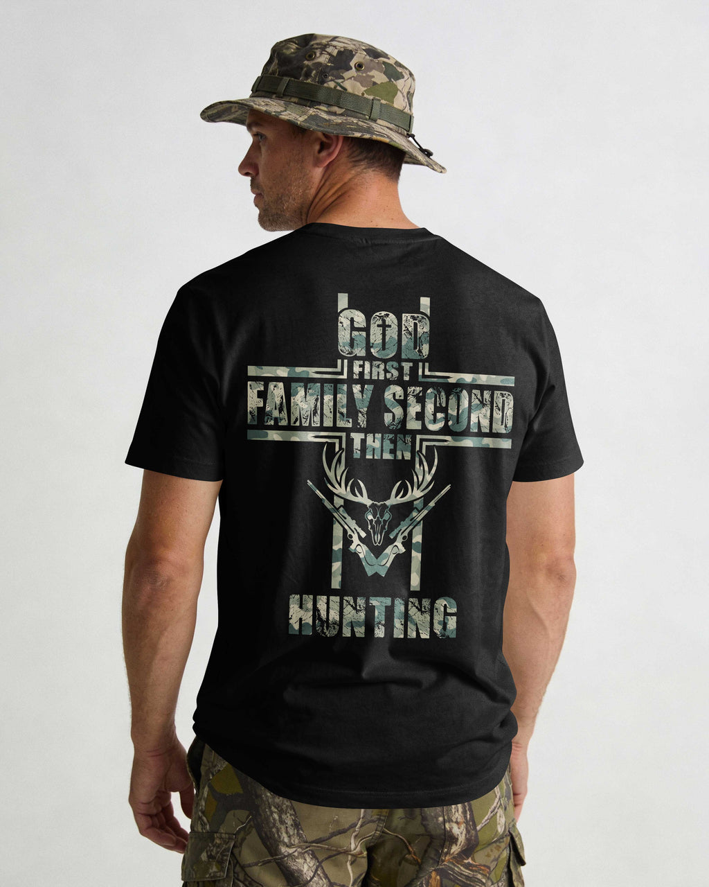 God First Family Second Then Hunting All Over Print T-Shirt