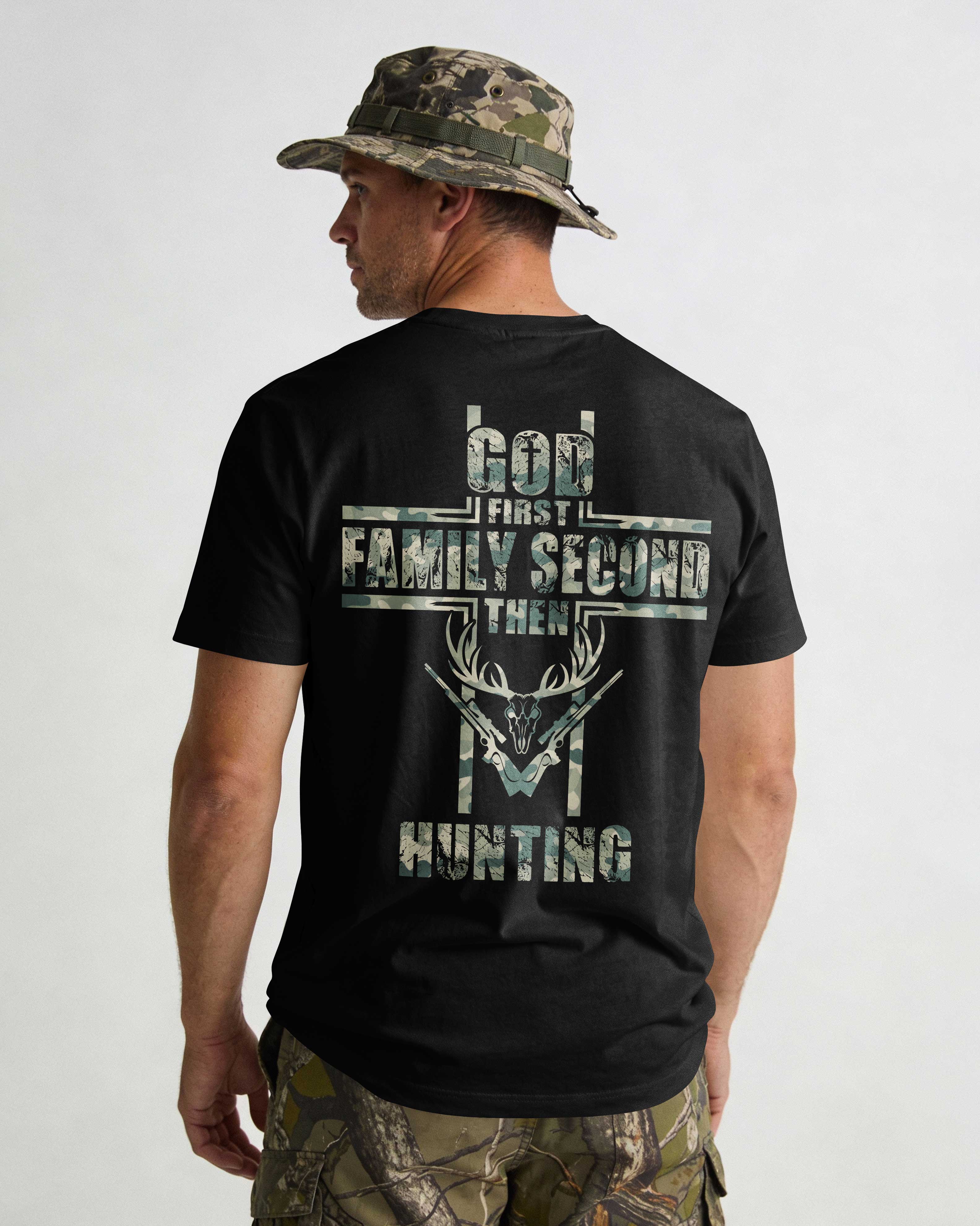 God First Family Second Then Hunting All Over Print T-Shirt