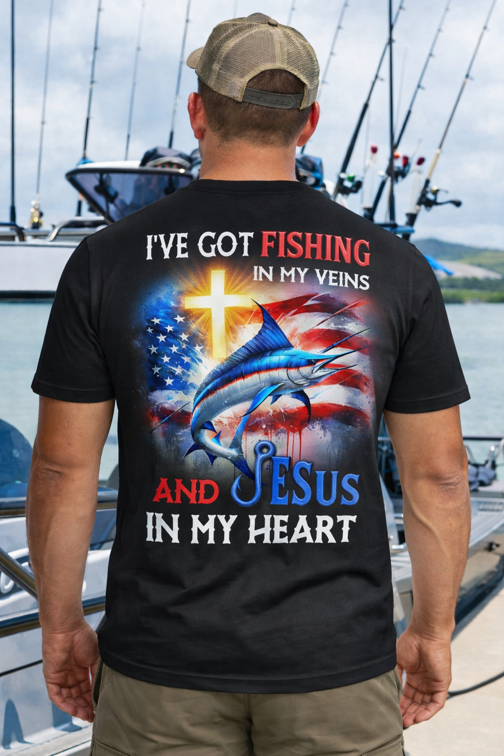 I've Got Fishing In My Veins And Jesus In My Heart T-Shirt