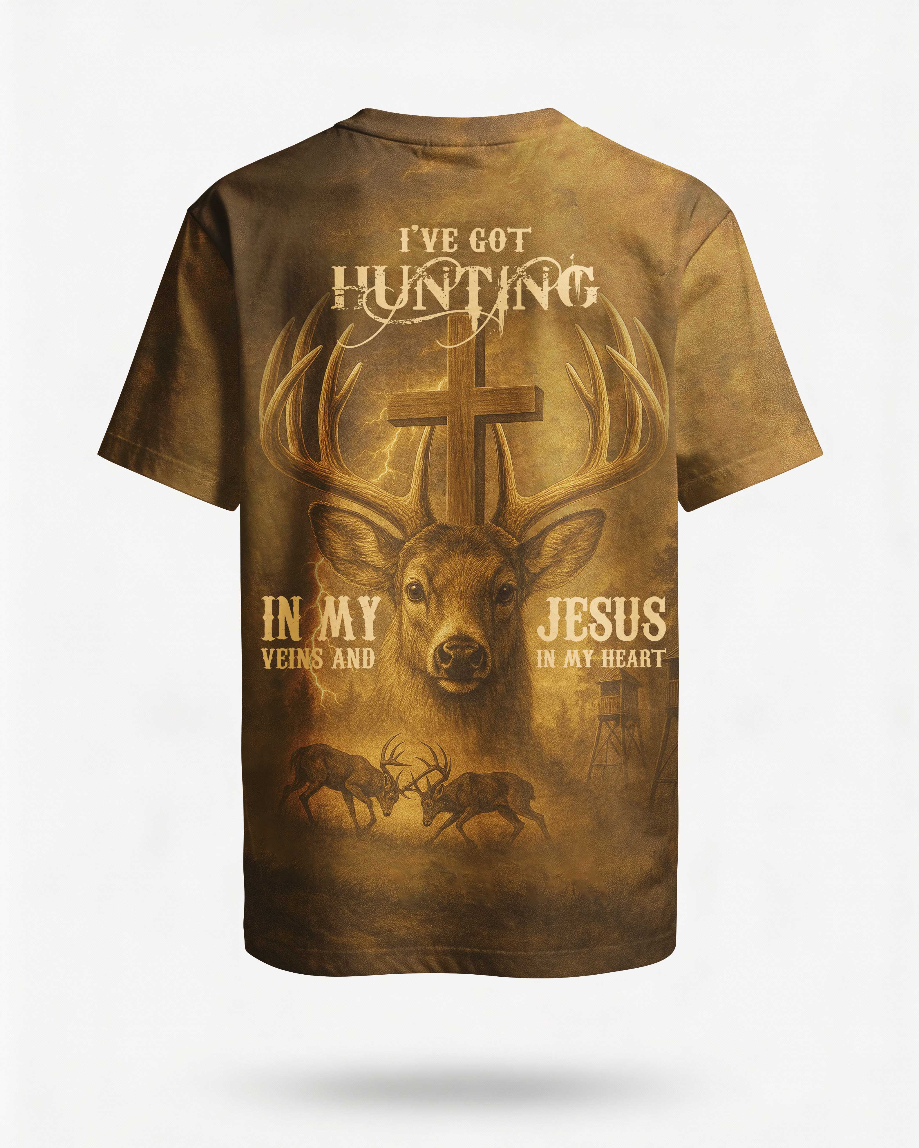 I've Got Hunting In My Veins And Jesus In My Heart All Over Print T-Shirt