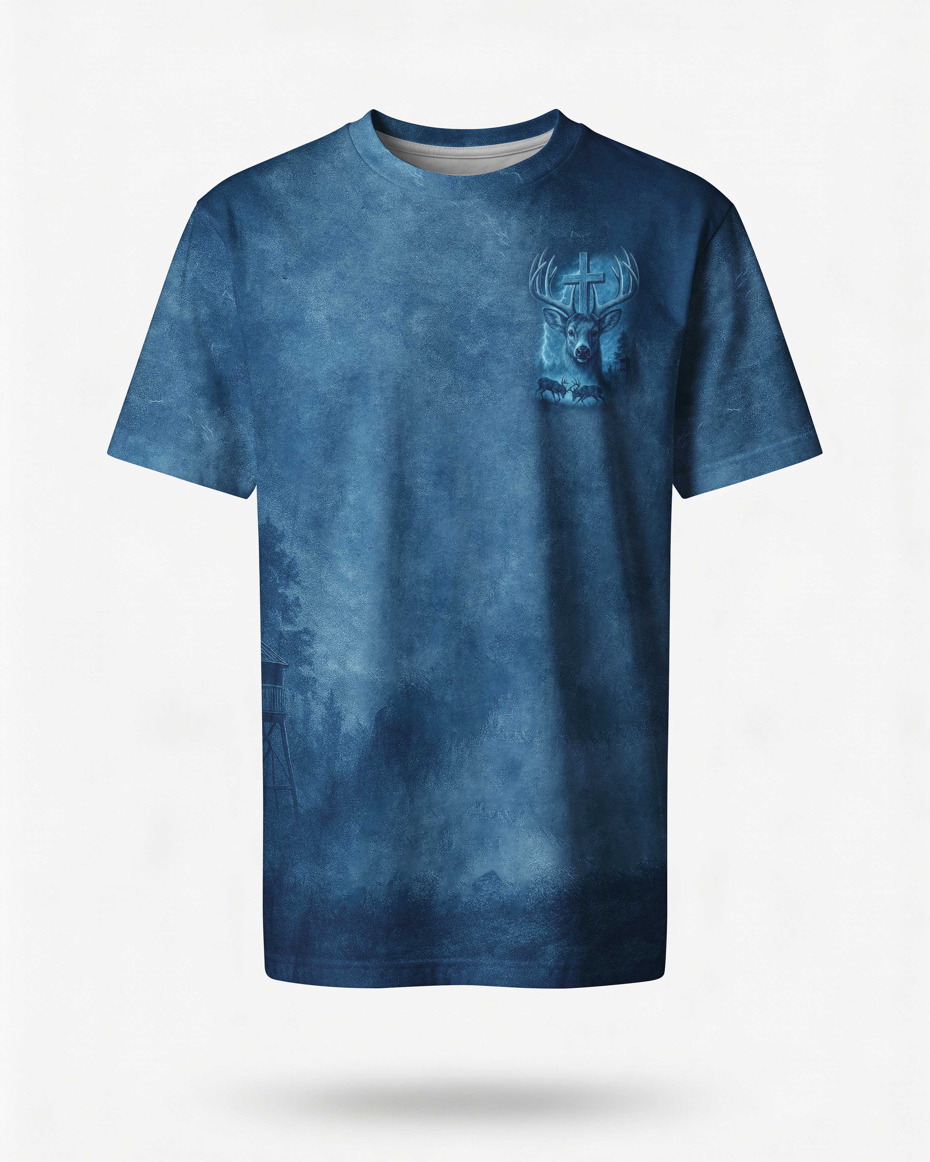 I've Got Hunting In My Veins And Jesus In My Heart Blue Shirt Secondary image