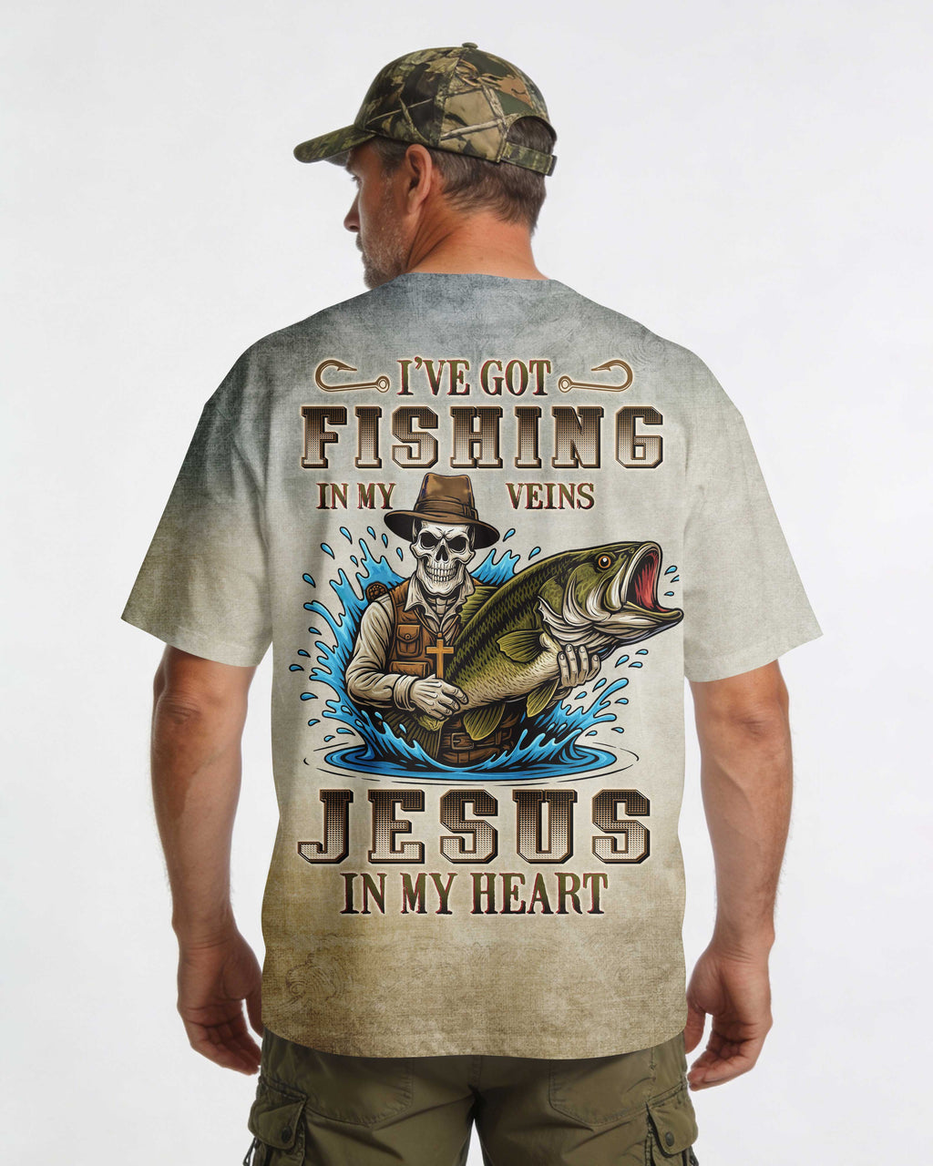 I've Got Fishing In My Veins Jesus In My Heart All Over Print T-Shirt