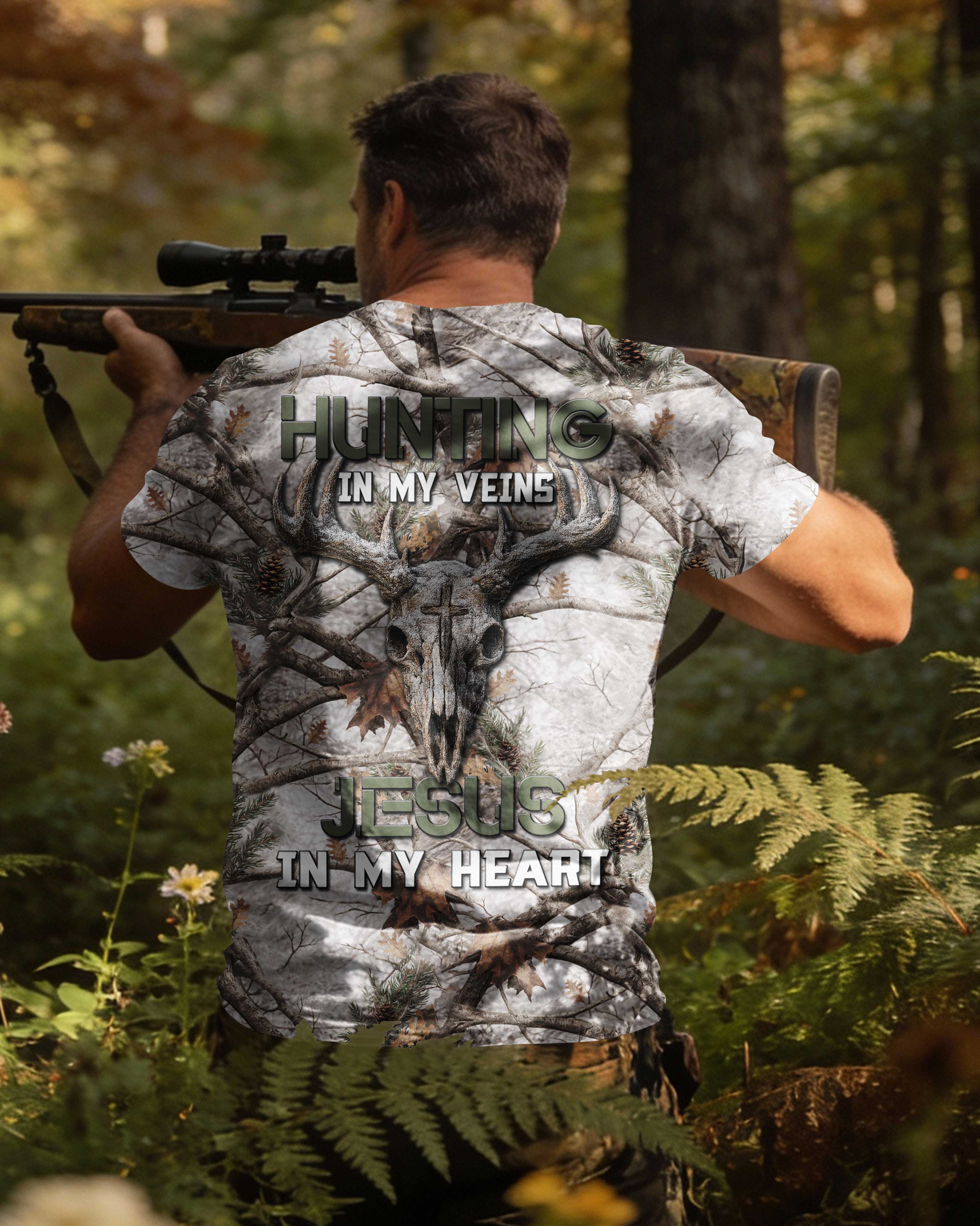 Hunting In My Veins Jesus In My Heart T-Shirt